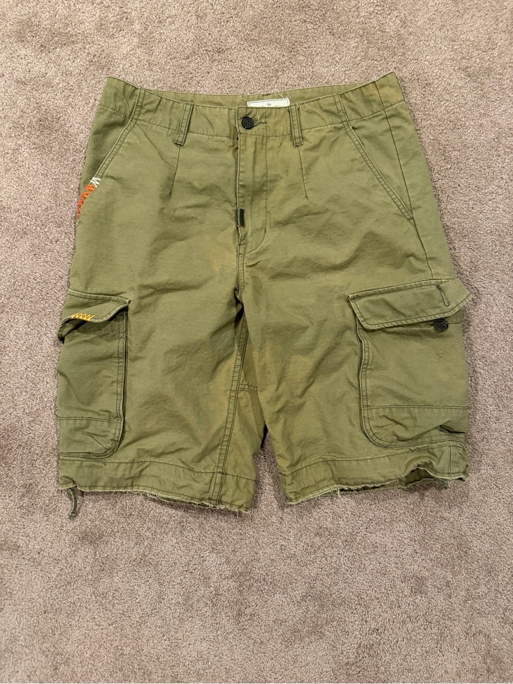 LRG Lifted Research Group Cargo Shorts 32 Olive Ripstop Y2K Skate Streetwear